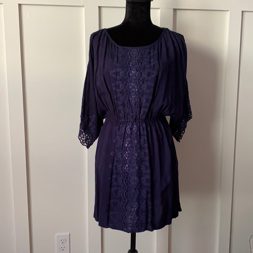 Navy blue split sleeve dress